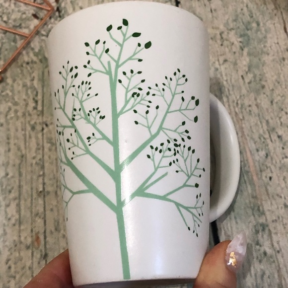 Davids tea Perfect mug trees branches mint green holiday cup ceramic white gift - Picture 3 of 6